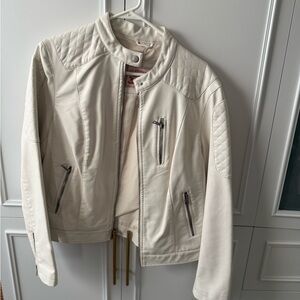 Levi's Cream Quilted Moto-Style Faux Leather Jacket